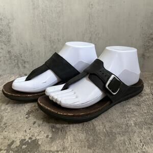 Merrell Around Town Thong Black Leather Sandal Cork Women's Size 7 J03742